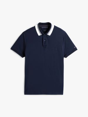 polo de corte regular azul de hombres tommy hilfiger