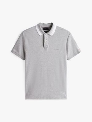 polo coupe standard gris pour hommes tommy hilfiger