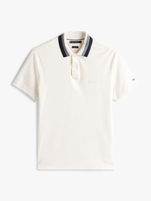 polo de corte regular blanco de hombres tommy hilfiger