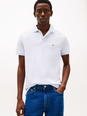 blue regular fit oxford-poloshirt met streepdetail voor heren - tommy hilfiger