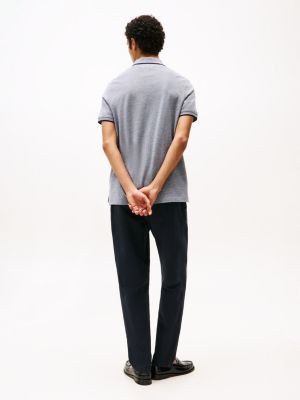 polo oxford coupe standard à liseré bleu pour hommes tommy hilfiger