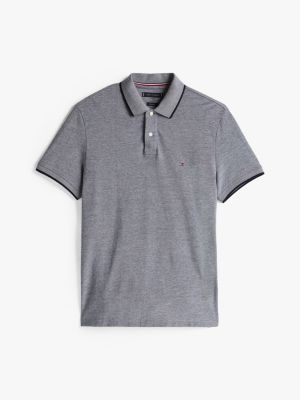 polo oxford coupe standard à liseré bleu pour hommes tommy hilfiger