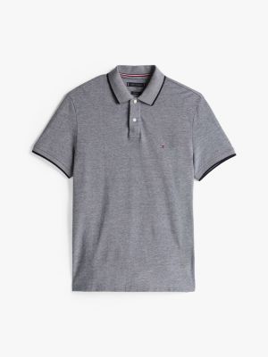 blue regular fit tipped oxford polo shirt for men tommy hilfiger