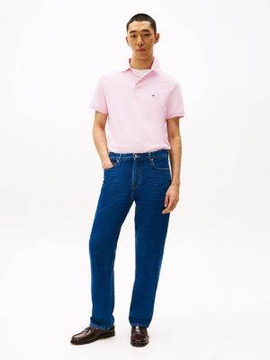 rosa regular fit oxford-poloshirt mit kontrast-detail für herren - tommy hilfiger