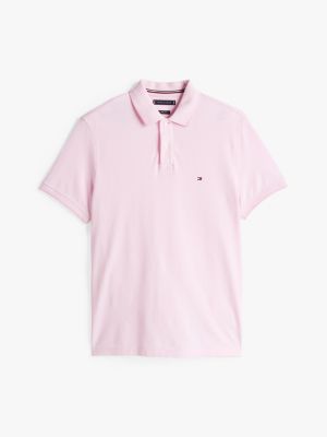 pink regular fit tipped oxford polo shirt for men tommy hilfiger