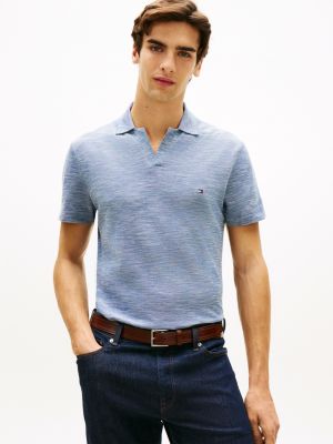 polo coupe standard en piqué oxford texturé blue pour hommes tommy hilfiger