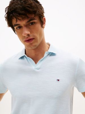 blue regular fit textured oxford polo shirt for men tommy hilfiger