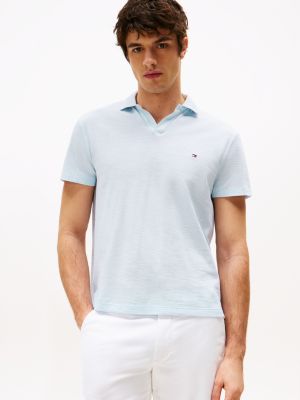 blue regular fit textured oxford polo shirt for men tommy hilfiger