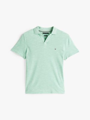 green regular fit textured oxford polo shirt for men tommy hilfiger