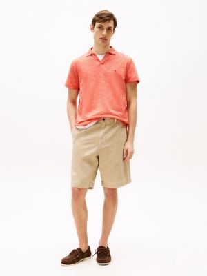 orange regular fit textured oxford polo shirt for men tommy hilfiger