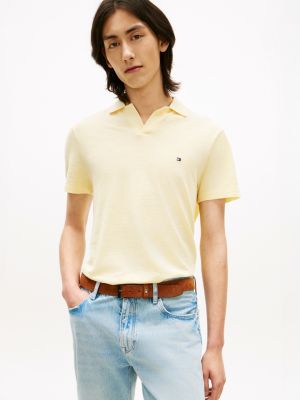 polo coupe standard en piqué oxford texturé yellow pour hommes tommy hilfiger