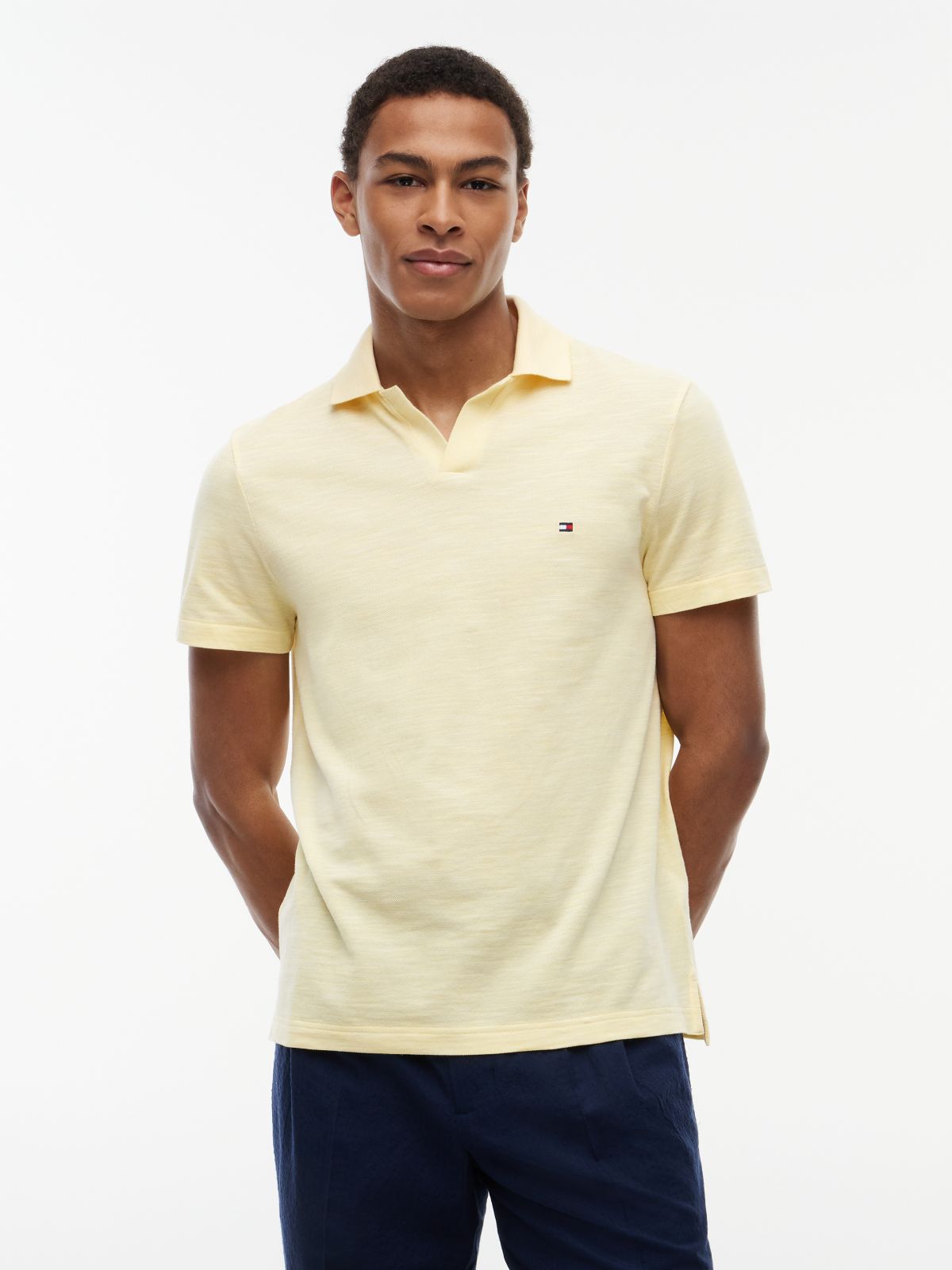 Regular Fit Textured Oxford Pique Polo Shirt — Yellow