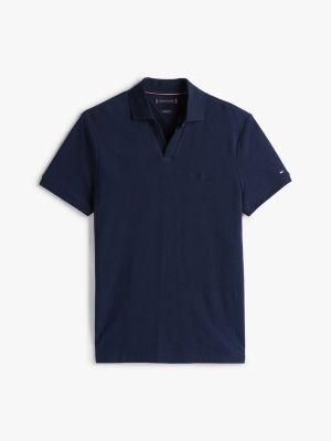 blue regular fit terry polo shirt for men tommy hilfiger