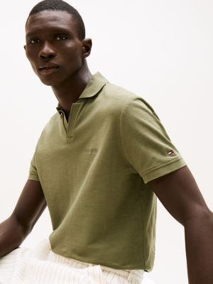 khaki regular fit terry poloshirt voor heren - tommy hilfiger