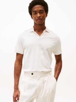 white regular fit terry poloshirt voor heren - tommy hilfiger