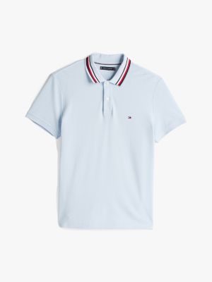 blau regular fit poloshirt mit branding am kragen für herren - tommy hilfiger