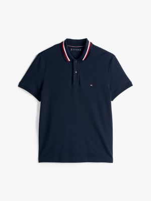 blauw regular fit polo met signature-kraag voor heren - tommy hilfiger