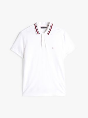 polo coupe standard à col emblématique blanc pour hommes tommy hilfiger
