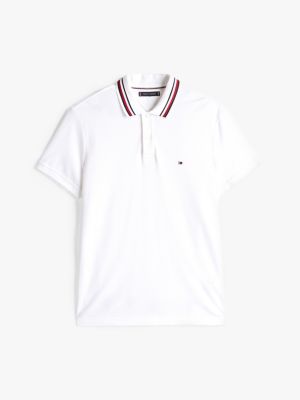 white regular fit signature collar polo shirt for men tommy hilfiger