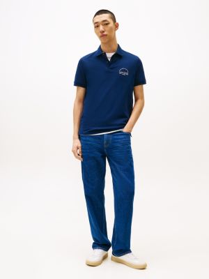 blau regular fit poloshirt mit bogen-logo für herren - tommy hilfiger