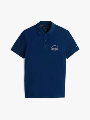 blau regular fit poloshirt mit bogen-logo für herren - tommy hilfiger