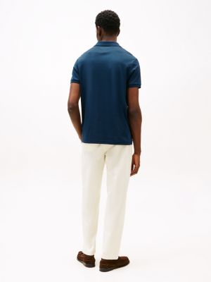 blau regular fit poloshirt mit reißverschluss für herren - tommy hilfiger