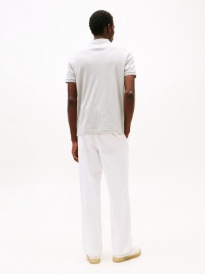 polo à patte de fermeture éclair gris pour hommes tommy hilfiger