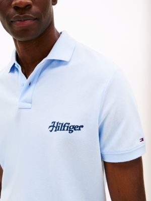 blue regular fit logo embroidery polo shirt for men tommy hilfiger