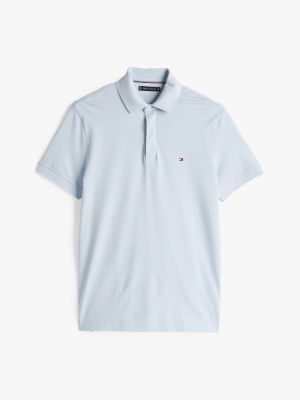 blue regular fit concealed placket polo shirt for men tommy hilfiger