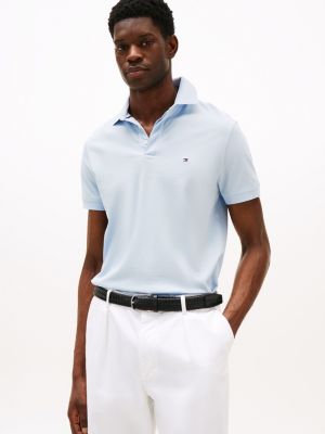 blau regular fit poloshirt mit verdeckter knopfleiste für herren - tommy hilfiger