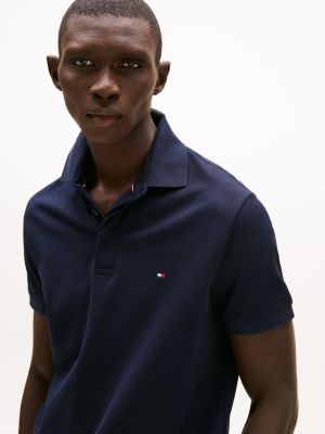 blau regular fit poloshirt mit verdeckter knopfleiste für herren - tommy hilfiger