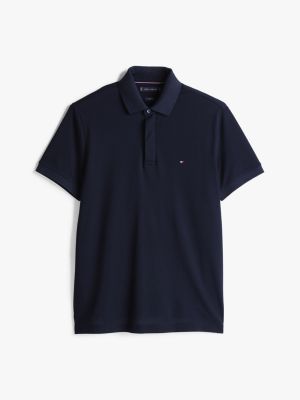 blue regular fit concealed placket polo shirt for men tommy hilfiger