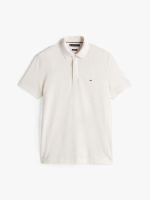 weiß regular fit poloshirt mit verdeckter knopfleiste für herren - tommy hilfiger