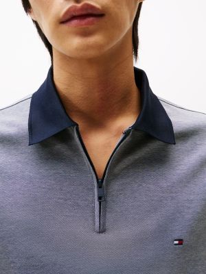 grau regular fit poloshirt mit viertel-reißverschluss für herren - tommy hilfiger