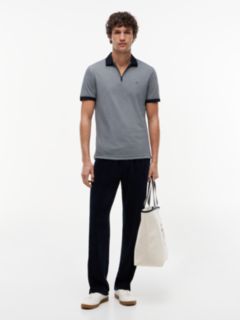 Performance Regular Fit Zip Oxford Polo Shirt — Blue 2