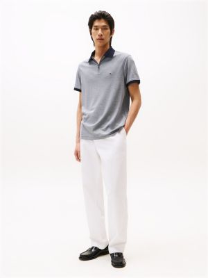 polo regular fit con mezza zip grigio da uomini tommy hilfiger