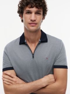 Performance Regular Fit Zip Oxford Polo Shirt — Blue 3