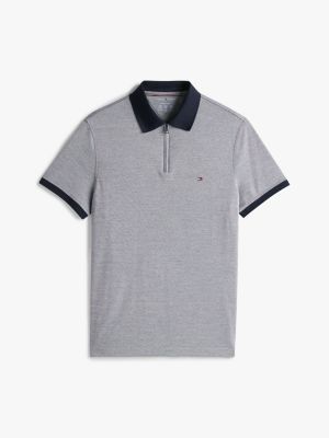 polo regular fit con mezza zip grigio da uomini tommy hilfiger