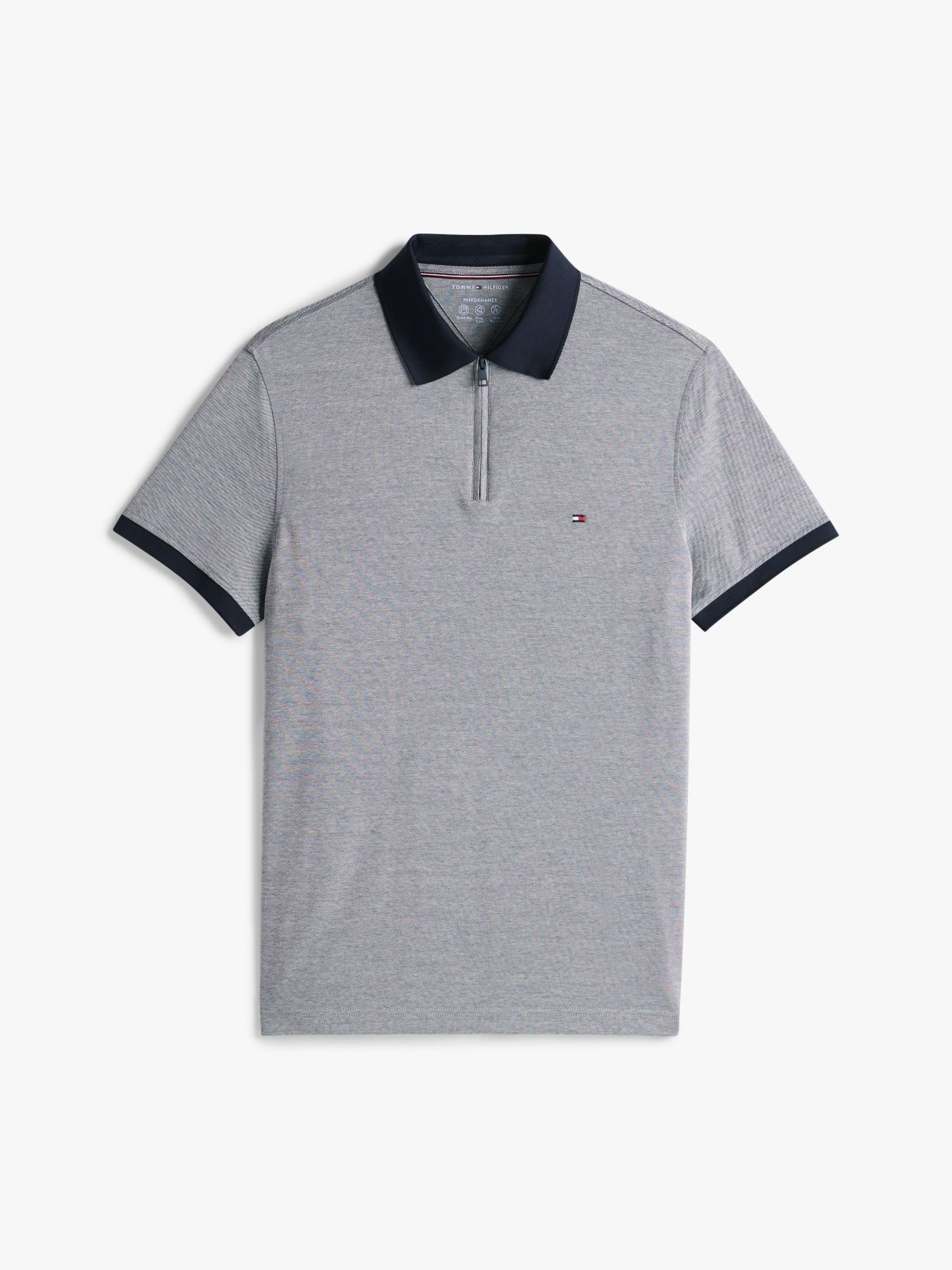 Performance Regular Fit Zip Oxford Polo Shirt — Blue