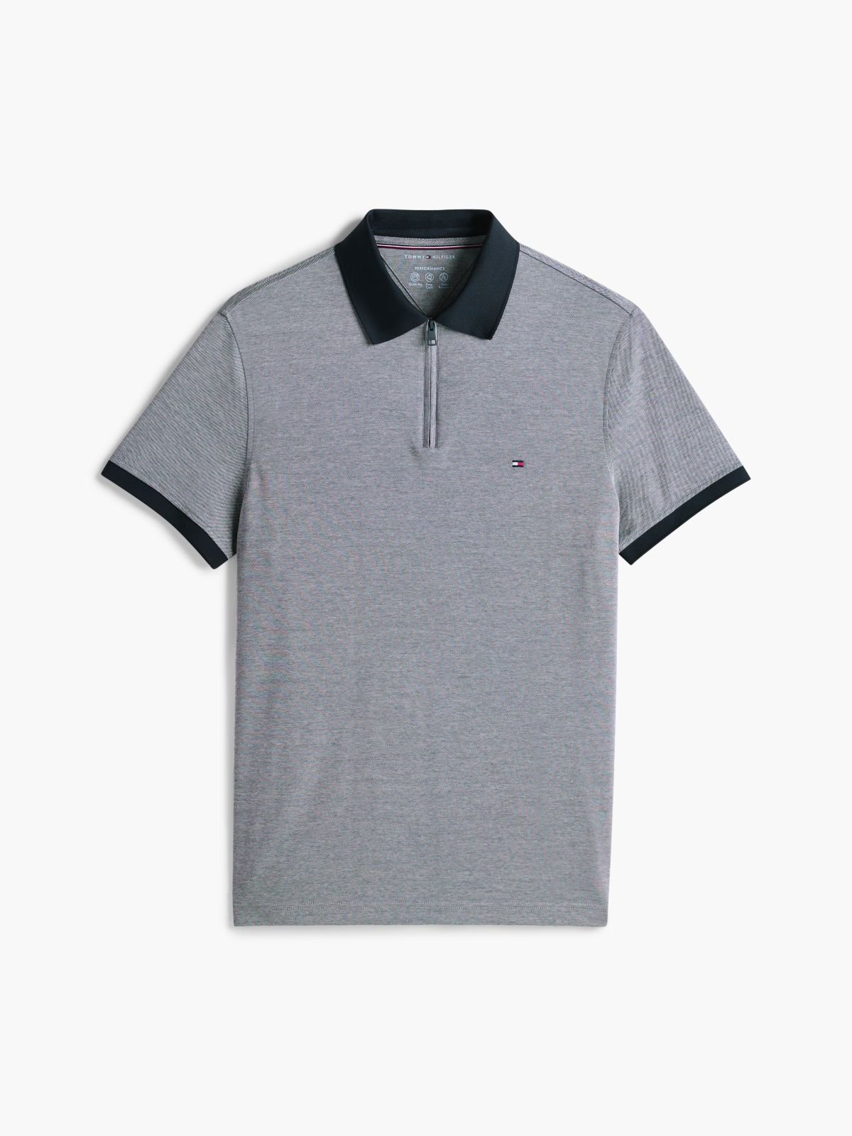 Performance Regular Fit Zip Oxford Polo Shirt — Blue