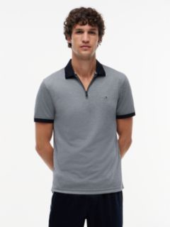 Performance Regular Fit Zip Oxford Polo Shirt — Blue 1