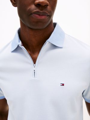 white regular fit quarter-zip polo shirt for men tommy hilfiger