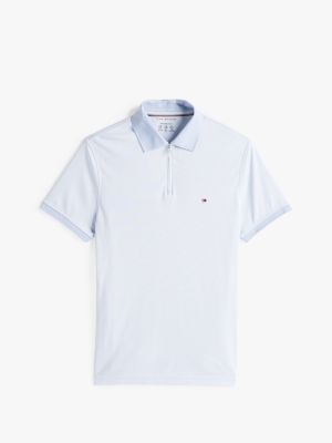 white regular fit quarter-zip polo shirt for men tommy hilfiger