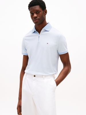 white regular fit quarter-zip polo shirt for men tommy hilfiger