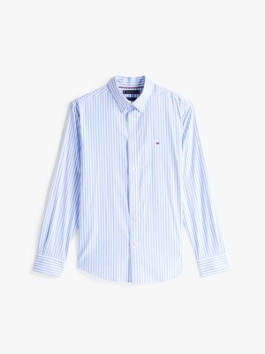 blau gestreiftes regular fit hemd für herren - tommy hilfiger