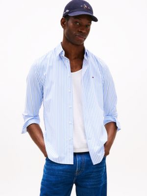 blue regular fit stripe shirt for men tommy hilfiger