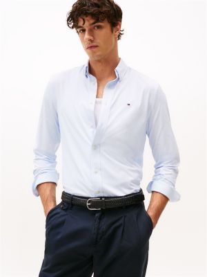 camicia regular fit con micro stampa blue da uomini tommy hilfiger