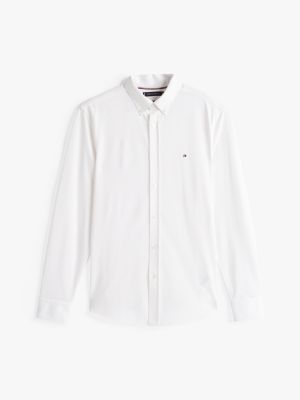 weiß slim fit button-down-hemd für herren - tommy hilfiger