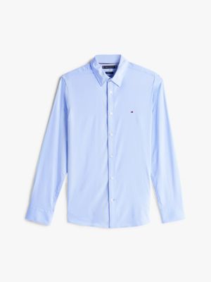 chemise ajustée performance à carreaux vichy bleu pour hommes tommy hilfiger