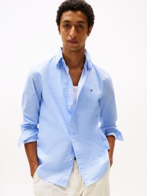 camicia th flex regular fit con stampa blue da uomini tommy hilfiger